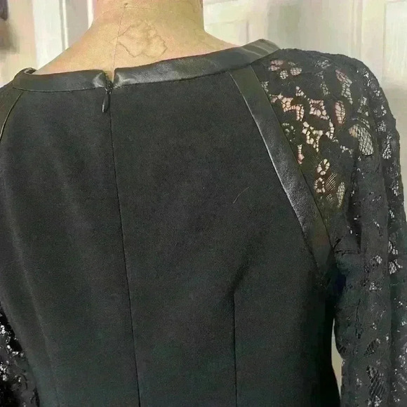 London Times Black Cocktail Dress w/ Lace Sleeves. - Picture 6 of 8